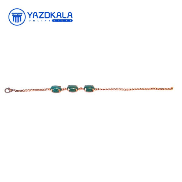 دستبند مسی سه سنگ عقیق سبز