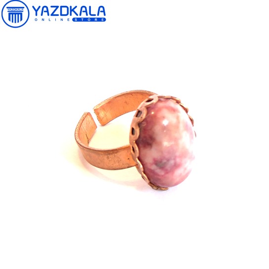 انگشتر مسی نگین سنگ گلبه ای