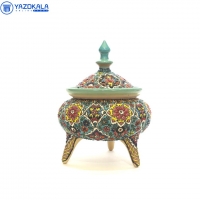 شکلات خوری سه پایه سفالی میناکاری شده کد 1189